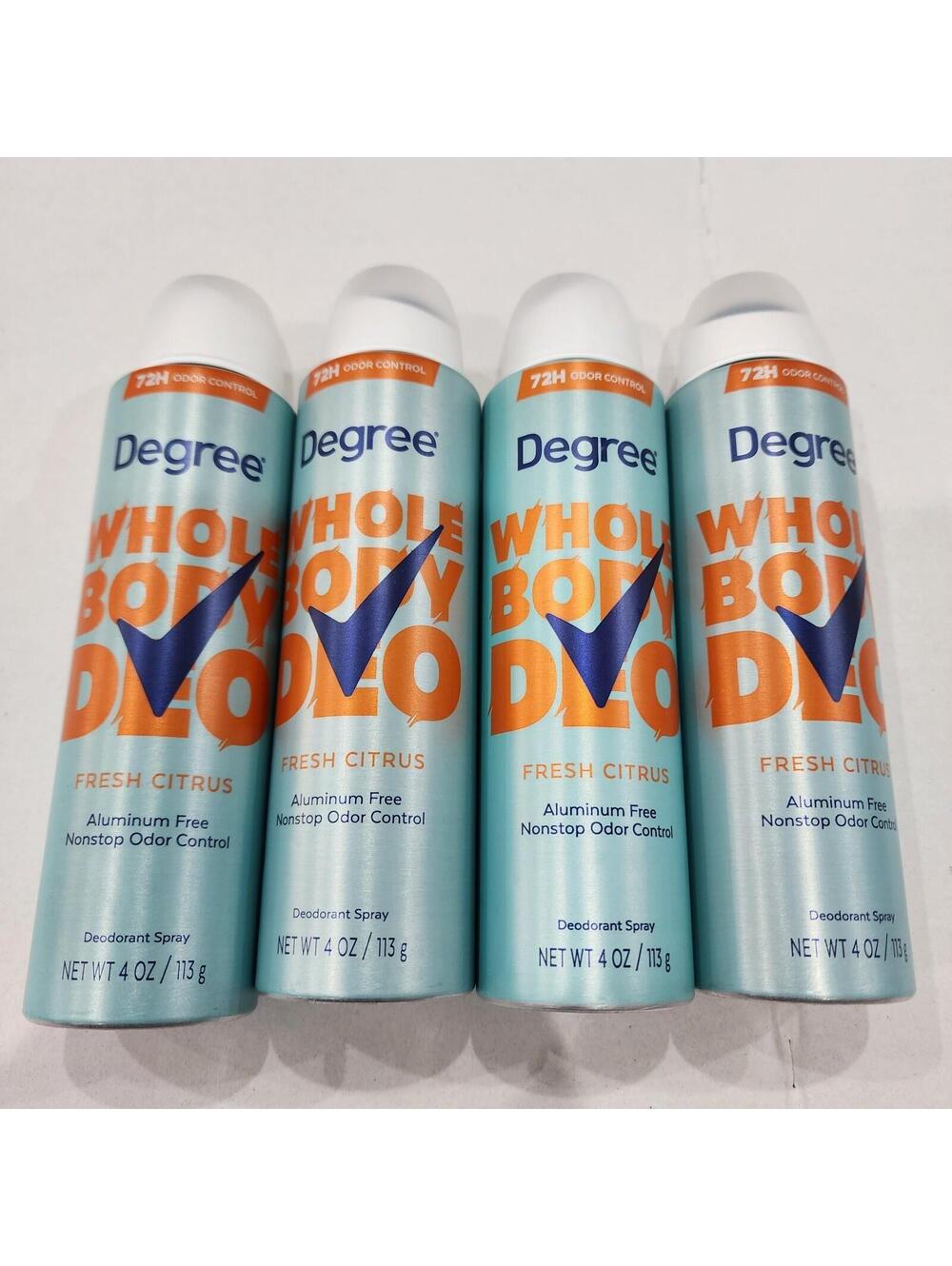 4pk - DEGREE WOMEN Whole Body Deodorant Spray Fresh Citrus Scent 4 oz
